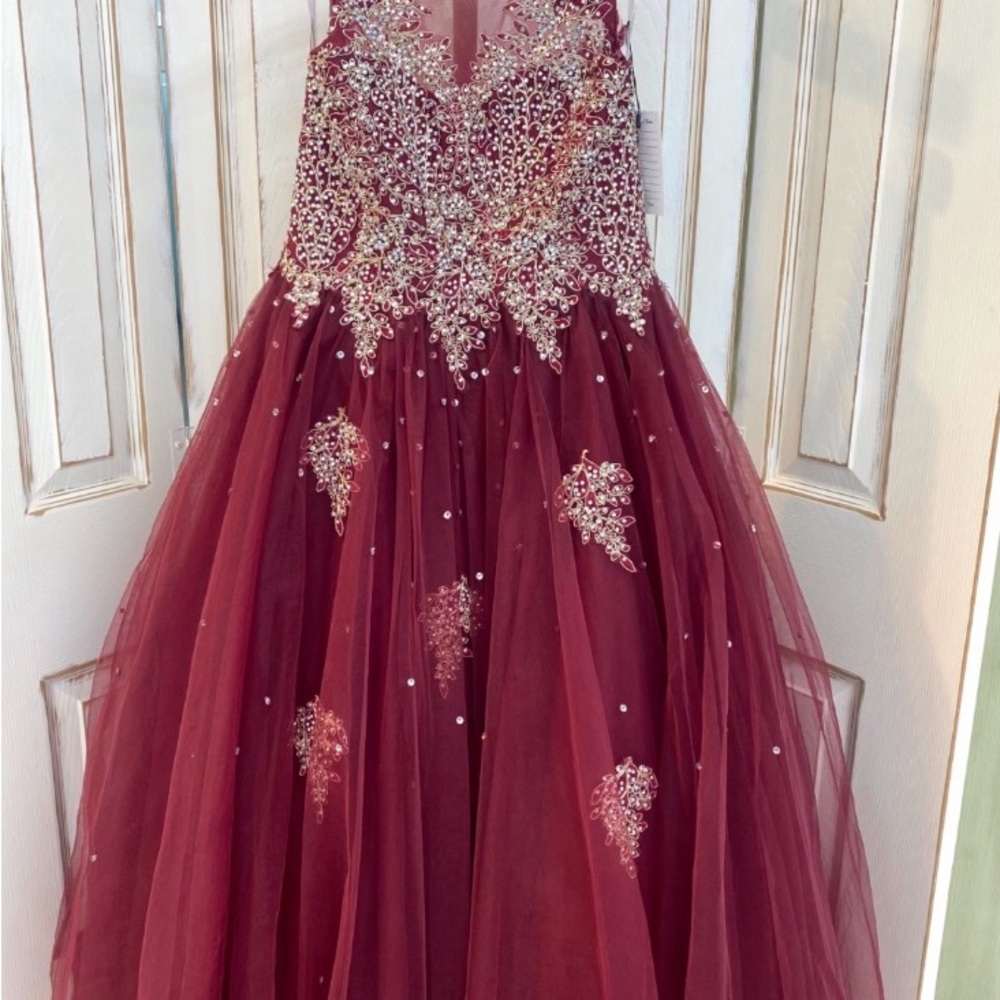 Tiffany Designs Burgundy Formal Kids Dress